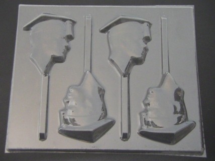 1901 Male Graduate Face Chocolate or Hard Candy Lollipop Mold  IMPROVED